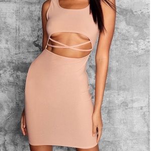 Tall square neck cut out bodycon dress